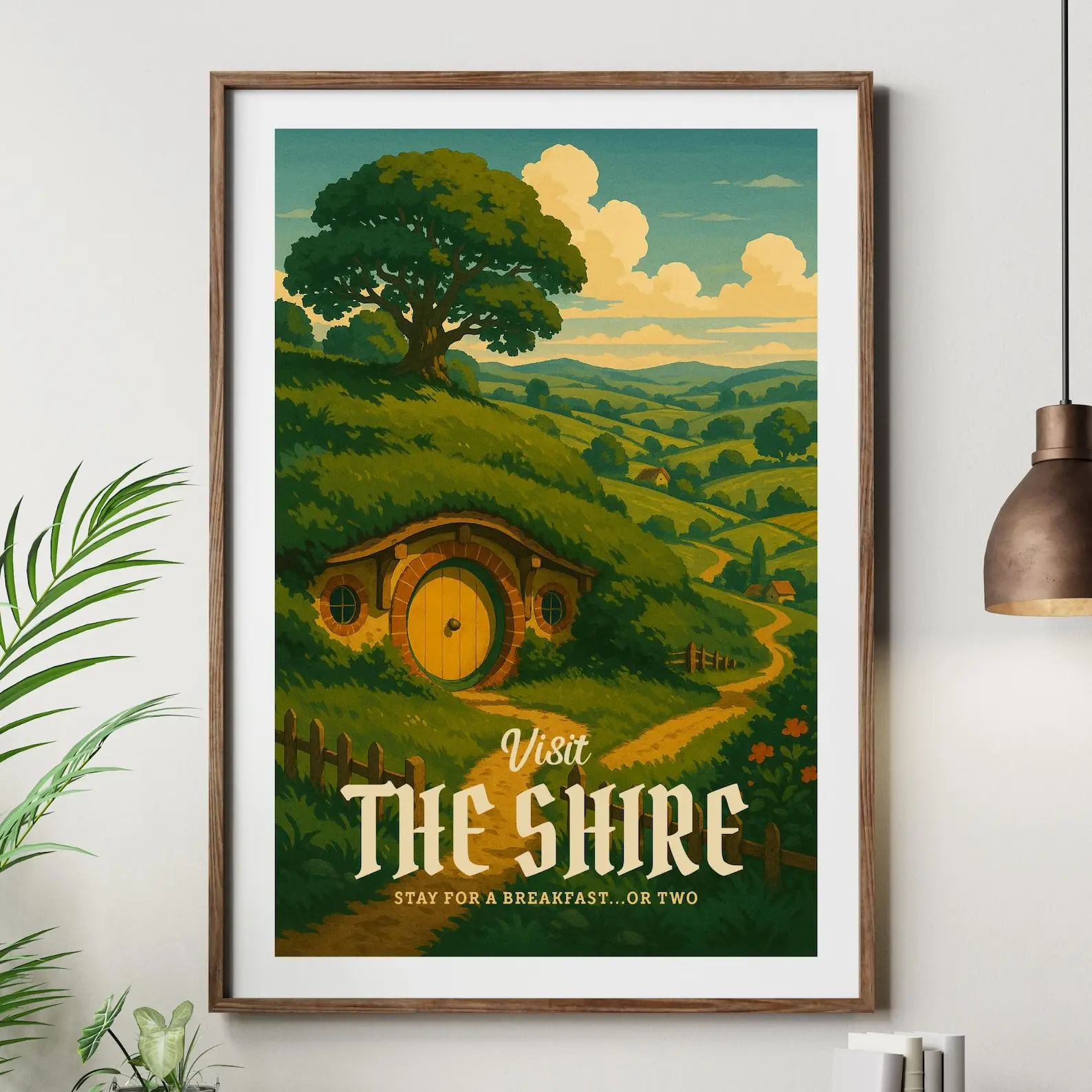 Fantasy Countryside Travel Glossy Poster, Unframed Scenic Village Wall Art Print