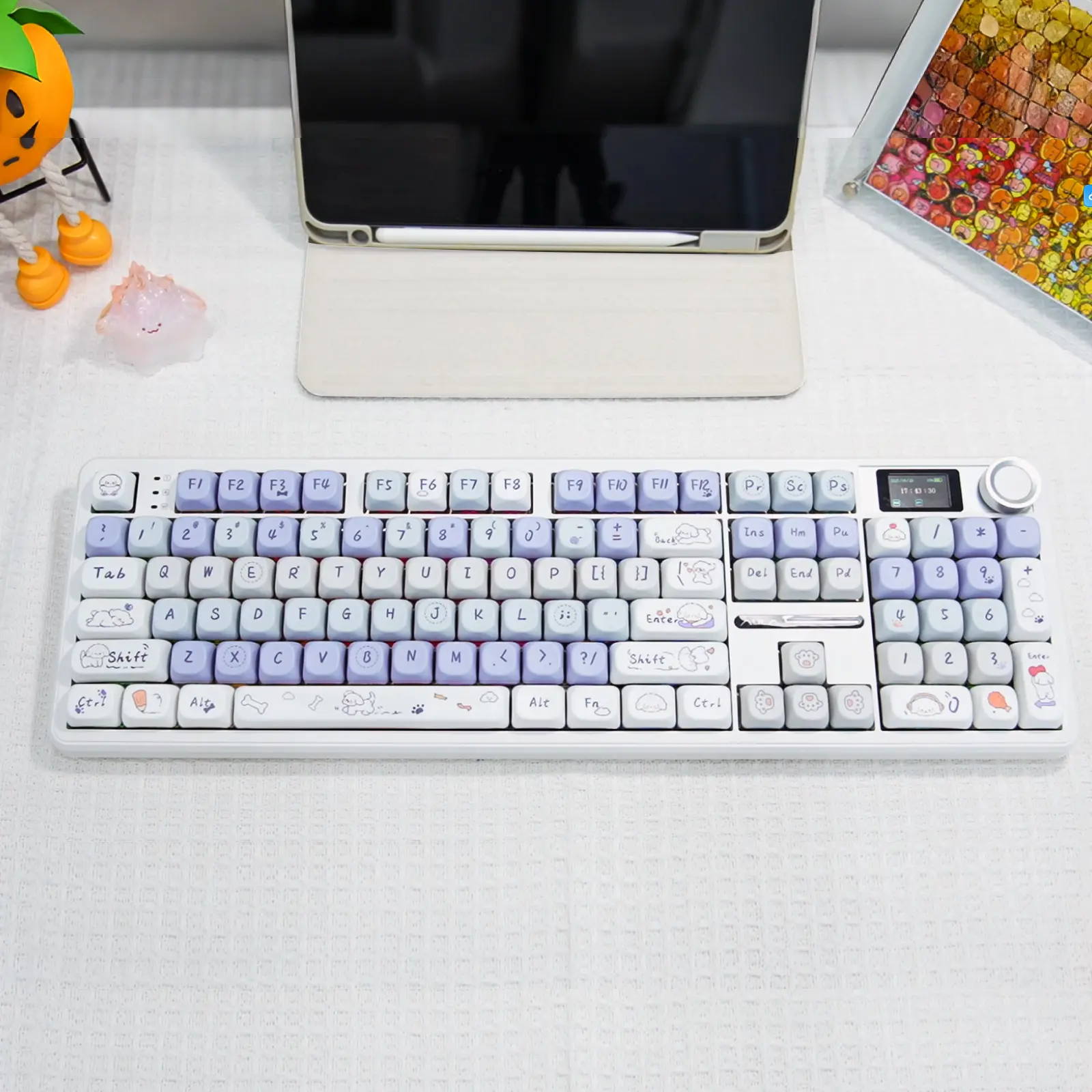 AULA MOA Keycaps 130 Keys, Cute Cloud Puppy Dye-Sub PBT Keycap Set, MX Compatible, 60% 65% 75% TKL 100% Mechanical Keyboards Computer Peripherals