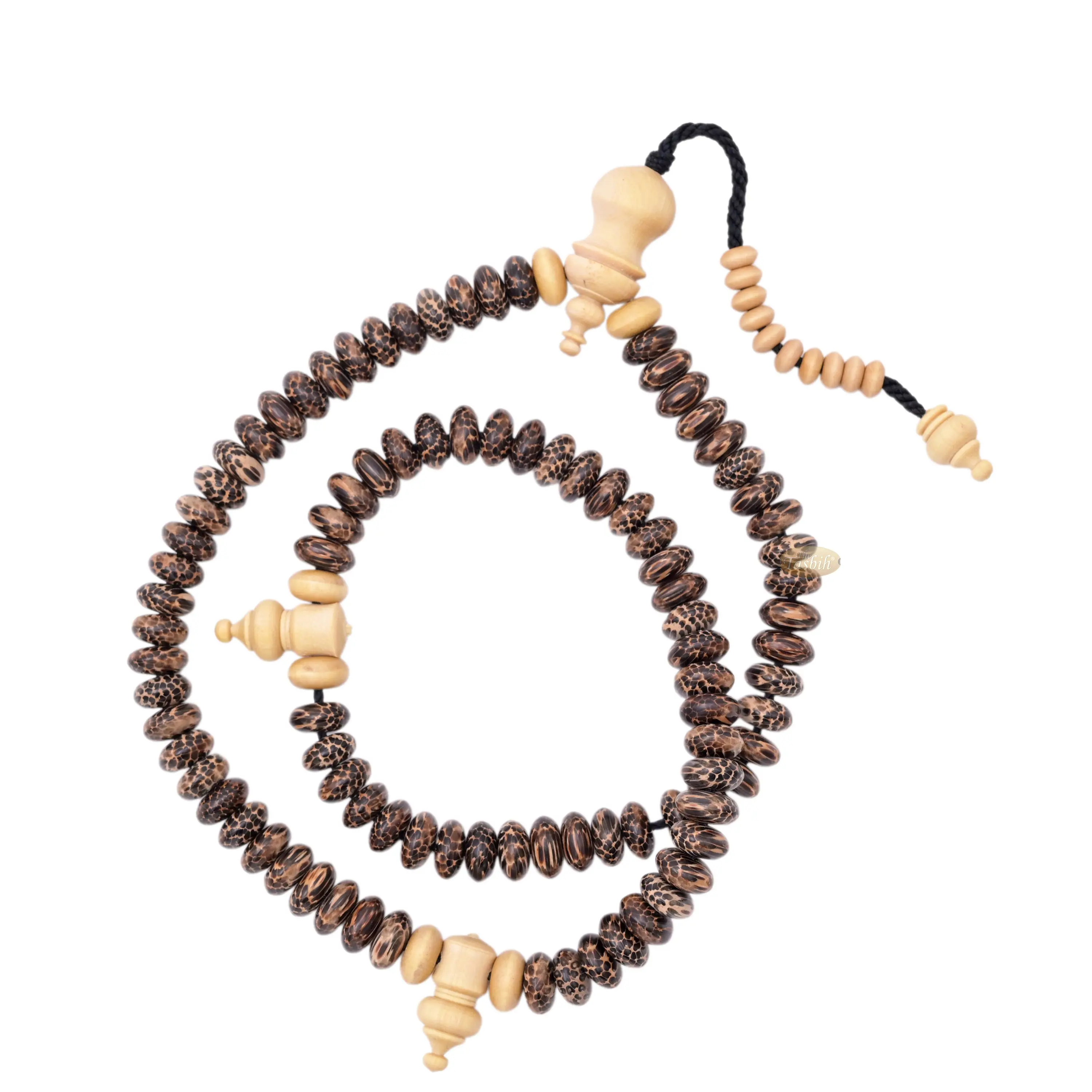 Premium Lieuwung Wood Tasbih 99ct - Natural Dark Brown 5x11mm Oval-shaped Wooden Beads