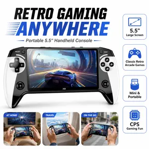 Portable Retro Game Console X9, 5.5 Inch Large Screen, Supports Eight Emulators, Perfect Gift for Day, Father's Day, Christmas