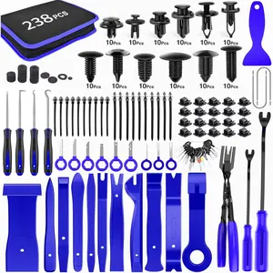 GOOACC 238Pcs Trim Removal Tool, Auto Push Pin Bumper Retainer Clip Set Fastener Terminal Remover Tool Adhesive Cable Clips Pry Kit Car Panel Radio Removal Auto Clip Pliers, Reusable, 12 Sizes
