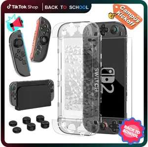 【Mid-year promotion】【Switch 2】 Case for Nintendo Switch 2(2025), Switch 2 TPU Cover, Protector Case Cover for Switch 2 Accessories with 6 Thumb Caps and Screen Protector, Anti-Slip, Shock-Proof,Anti-Scratch