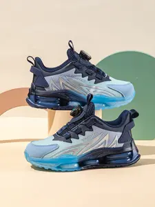 Fashionable Rotating Buckle Adjustable Sports Shoes, Sneakers, Lightweight Comfortable Durable Low Top Boys School Running Shoes