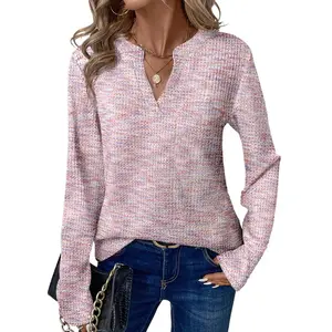 Dokotoo Womens Waffle Knit Tops V Neck Long Sleeve Shirts Henley Dresy Casual Blouses Fall Outfits 2026