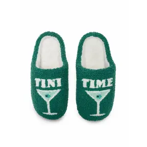 Martini Slippers | Fuzzy Non-Slip Slippers - Warm Cozy Soft Lightweight Plush Slipper – Cute Home Shoes - Easy Slip-On Design – Unisex Indoor & Outdoor Use - Footwear