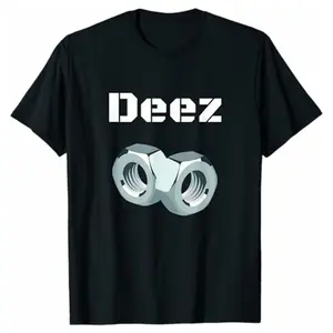 Men's "Deez Nuts" Humorous Nut Graphic T-Shirt, Funny Meme-Inspired Short-Sleeve Top, Comfortable Soft Fabric for Daily Wear, Ideal for Street Style, Casual Leisure & Humorous Outfits