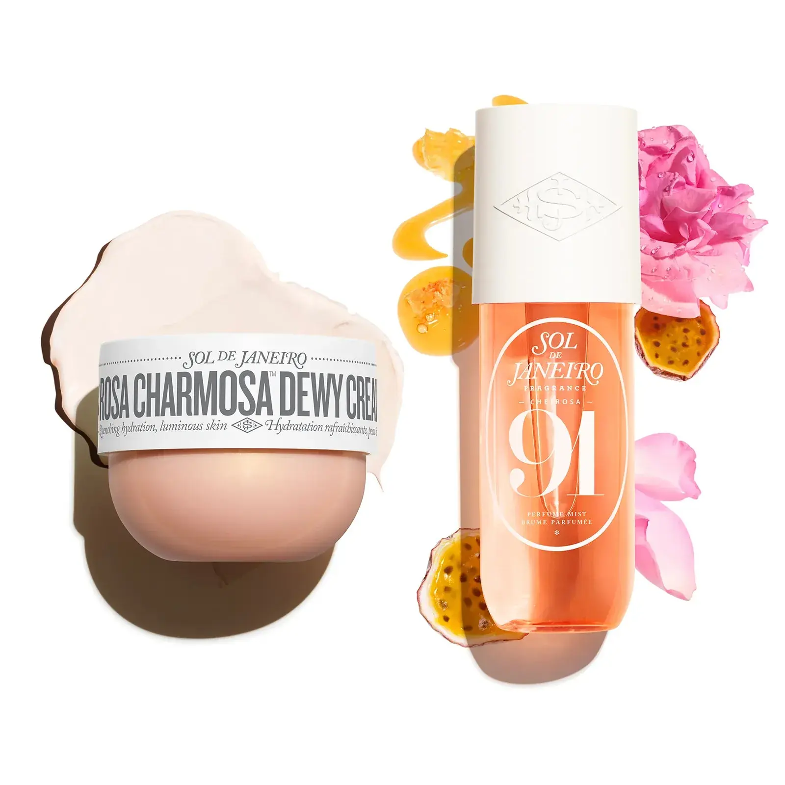 Sol de Janeiro Rosa Charmosa Duo, Hydrating Body Care Set with Rio Pink Rose & Passionfruit Fragrance for Dewy, Luminous Skin, Smooth, Scented, Aroma, Liquid, Cosmetic, Fruity, Gift Sets For Women, Hydration Boost