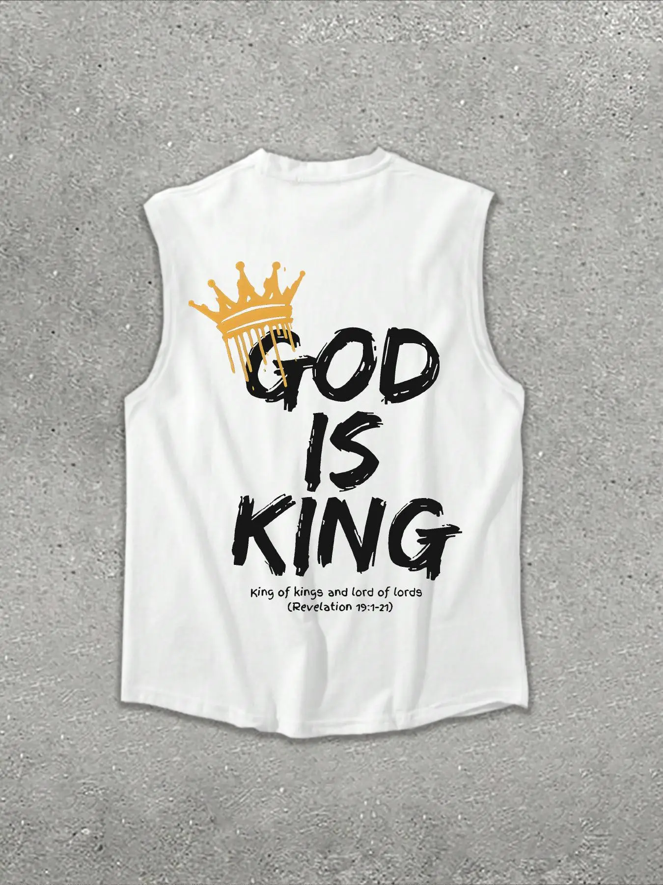 Men's God Is King Letter Print Graphic Tank Top, Loose Casual Street Streetwear, Sleeveless Printed Top for Summer, Men's Clothes Menswear for Daily Wear Tank Shirt