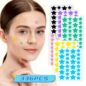 336pcs Star Shaped Hydrocolloid Facial Pimple Patches, Colorful Cute Stickers, Waterproof Breathable, Hypoallergenic Gentle for Sensitive Skin, Daily