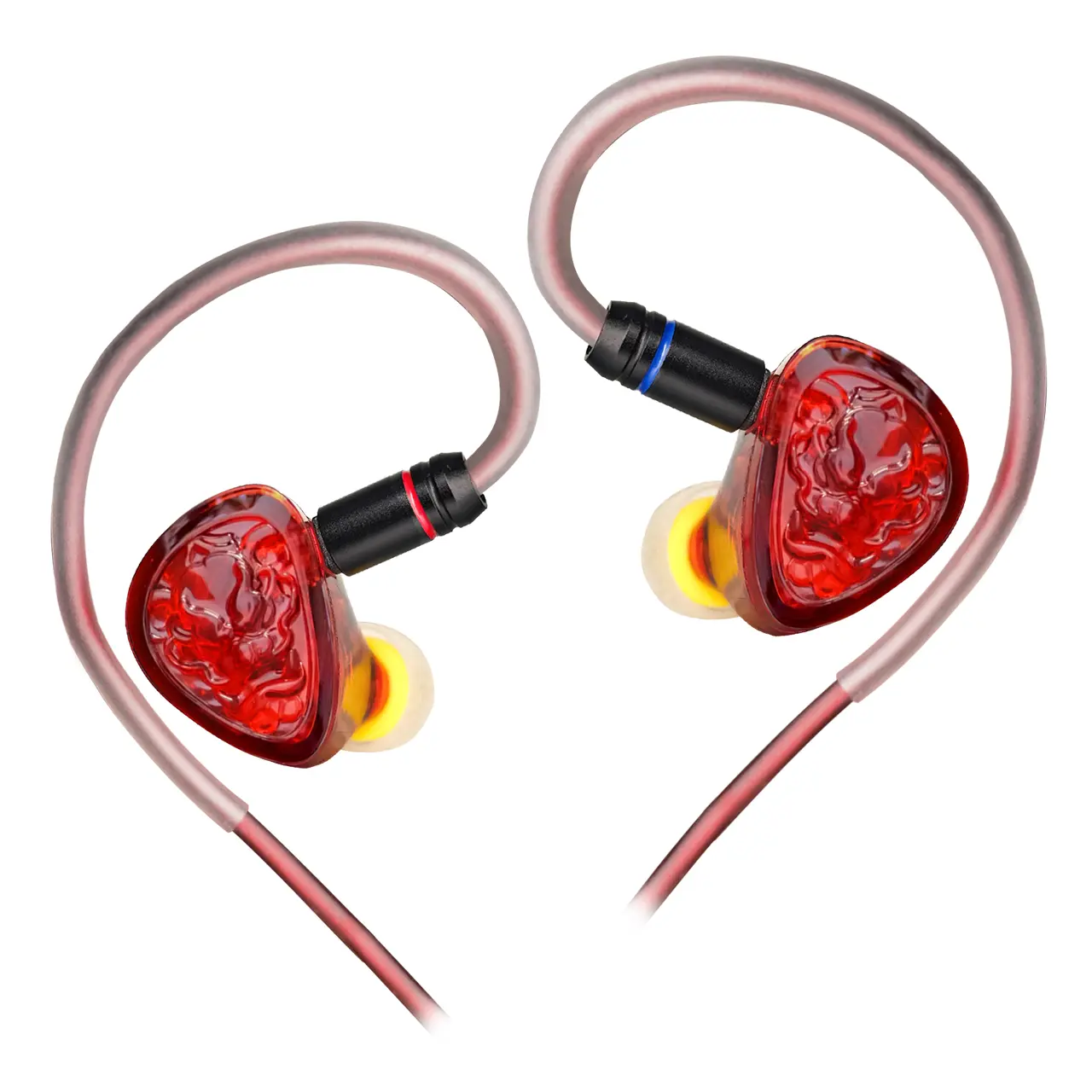 TANGZU Wan'er S.G II Red Lion HiFi Wired In-Ear IEM Earbuds with Mic - 10mm Dynamic Driver, Passive Noise Cancellation, High Quality Headphones, 2nd Generation Wired Headphones, Wired Earphones, Earbuds for Gaming, Laptop PC Accessories for Phone, Phone A