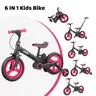 JMMD 6-in-1 Multifunction Convertible Children's Bicycle - Durable Toddler Kids Toy for 18-60 Months Boys & Girls, Adjustable Seat, Push Handle, Pedals, Training Wheels, Brakes, Kickstand, Steel Frame, All-Terrain Rubber Wheels, Outdoor Riding Gift,family