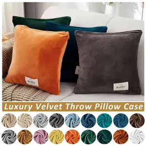 Solid Color Velvet Cushion Cover Candy Color Throw Pillow Case For Sofa Office Party Decor Sofa Pillow Case Home Decor 1PCS