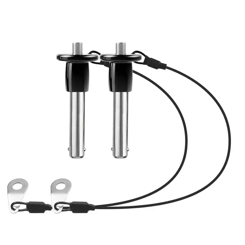 2 Pack 303 Stainless Steel Quick Release Pin Ball Locking Pin with Push Button Round Handle Lanyard Usable Length 25mm