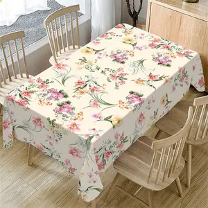 Rectangular Tablecloth Spring Summer Floral Pattern, Indoor Outdoor Use, Picnic Table Cover, Home Kitchen Living Room Decor, Party Wedding Garden Decoration