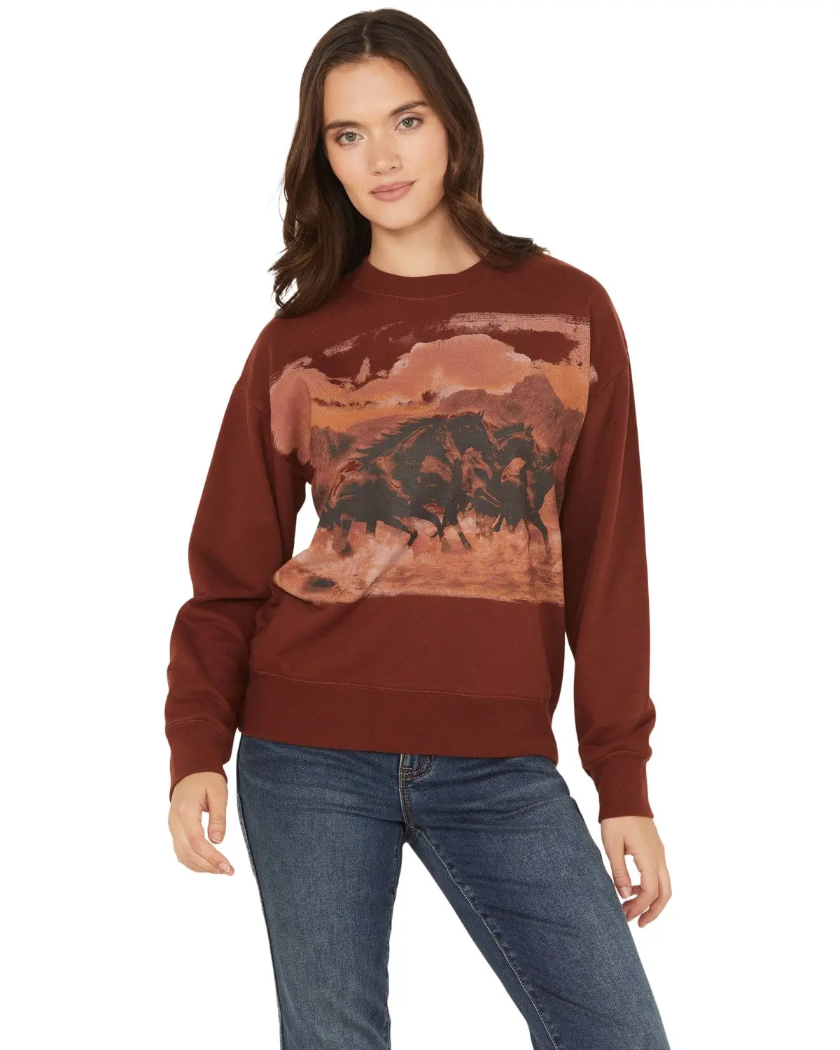 Shyanne Women's Women'S Running Horses Loose Fit Graphic Sweatshirt - Srsu25k20-Mhgy