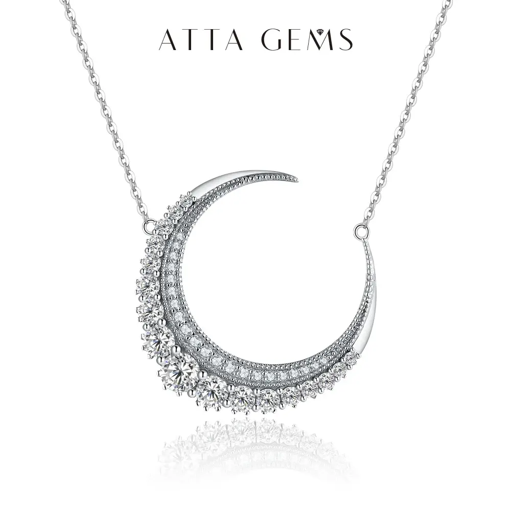 Crescent Moon Drop Necklace for Women, Synthetic Moissanite Pendant Jewelry, Ideal for Engagement, Wedding & Birthday Gifts, Pendants Necklaces, Decorative Necklace