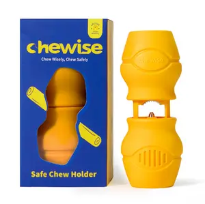 CHEWISE Small Anti-Choking Dog Bully Stick Holder - Heavy-Duty, BPA-Free Stainless Steel, Food-Grade Nylon, Auto-Centering Metal Teeth, Corrosion-Resistant, Insert-Lock Design for 20lb-and-Under Small Dogs/Puppies, Aggressive Chewer Safe