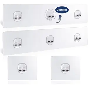 4 Pack Strong Adhesive Shower Caddy Replacement Adhesive Strips & Hooks, Waterproof No Drilling Strips for Corner Shelf Basket Bathroom Storage Shelves and Kitchen Racks