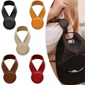 5Pcs Strong Round Leather Magnetic Hat Clips, Stylish Backpack Charm, Magnetic Holder for Travel & Outdoor Use (Multiple Colors)