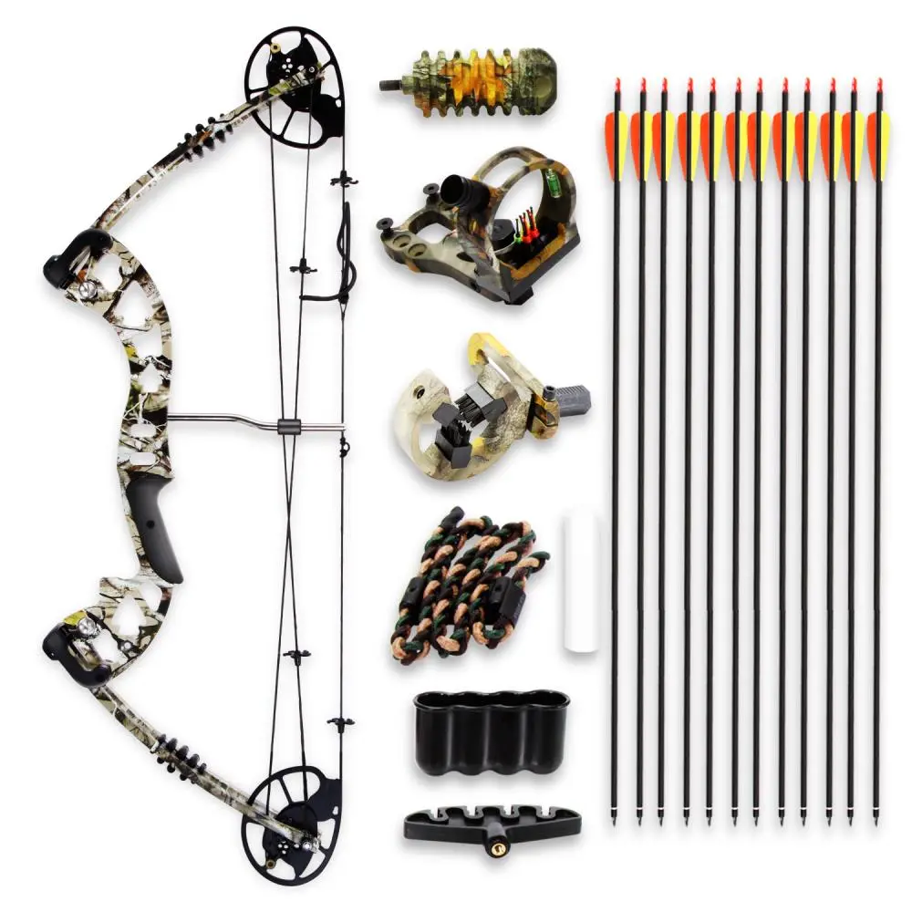 Adjustable Compound Bow Archery Kit for Adults - 30-70 lbs & 320 FPS | Complete Archery Set with 12 Carbon Arrows, 5-Pin Sight, Quiver, Release Aid, Target & Accessories, Targets, 1 Five Pin Optical Bow Sight