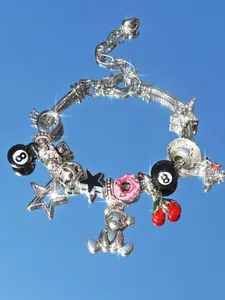 Music Festival Bear Cherry Charm Bracelet, 8 Ball Bracelet, Fashion Street Star Bracelet, Vintage Heart Bracelet, Fun Donut Bracelet, Heart Shaped Bracelet