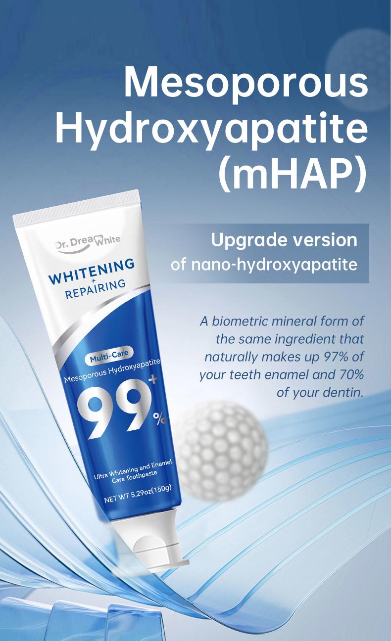 Dr.DreamWhite Mesoporous Hydroxyapatite mHAP Toothpaste | Ultra Whitening  &  Enamel Reparing | Fresh Breath | Cucumber Melon & White Tea Flavor | 5.29oz