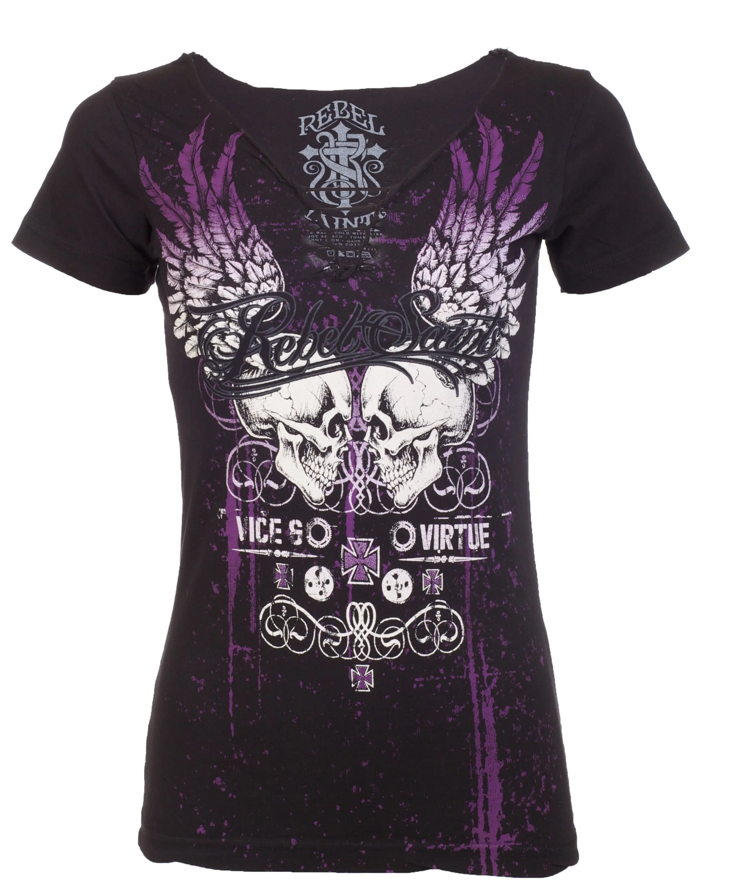 Rebel Saint by Affliction Women's Short-Sleeve Casual T-Shirt, Streetwear Top