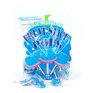 Fruit Slice Pops Blue Raspberry 48 ct. - Sweet and Hard Lollipop Candy with Blue Raspberry - 48 Count Bag Snack Bonbon