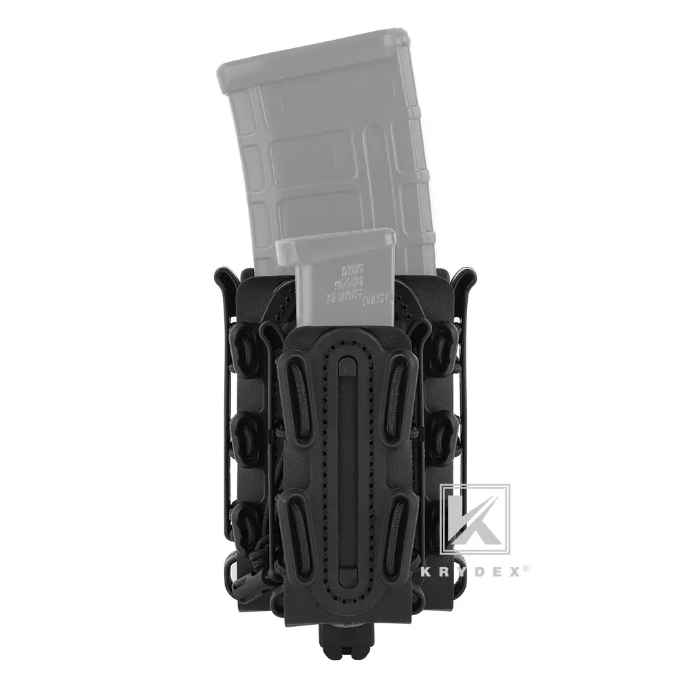 KRYDEX Tactical Molded Softhshell Mag Pouch Combo, Plastic Nylon Heat-Resisting Durable Elastic Quick-Drying Pouch That Fits 5.56/7.62 + 9mm Mags for Sports & Outdoor Use