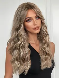 24 Inch Synthetic Curly Wig, Water Wave Curly, Long Hair with Bangs, Comfortable and Stylish, Easy Maintenance, Perfect for Daily Wear or Special Occasions, Synthetic Wigs