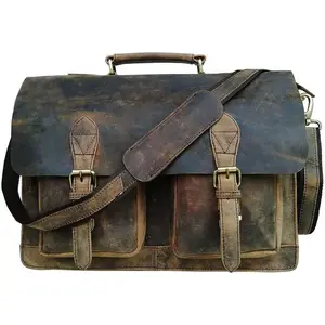 cuero Retro Brown Laptop Messenger Bag Office Briefcase Crossbody Travel Bag For Men And Women Bag Office Laptop Bag