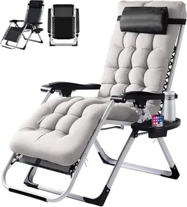 summervibes Padded Zero Gravity Chair, Lounge Chair with Removable Cushion Tray, Folding Reclining Patio Chairs, Recliner Chair for Lawn,Indoor and Outdoor
