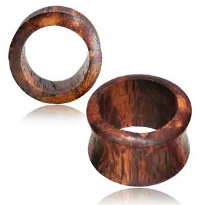 Organic Honey Wood Double Flared Saddle Ear Tunnels, Pair
