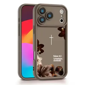 Dark Florals & Minimalist Cross Design Phone Case Featuring A Thickened Soft Tpu Back And Raised Camera Step Design Blending Cloud-Like Comfort With Reliable Lens Protection For iPhone 17 16 15 14 13 12 11 X XS