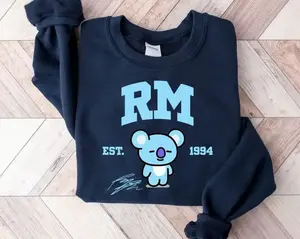 Women's RM Cartoon Koala Longsleeve T-Shirt - 1994 Est Printed Graphic, Vintage Style, Round Neck, Ribbed Cotton-Polyester Comfortable Fabric, Casual Everyday Wear