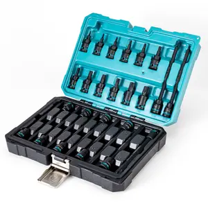LIBRATON 3/8" Drive Impact Torx Bit Socket Set, Extra Long Torx Socket, S2 Alloy Steel Star Bit Sockets, 24PCS Torx Bit Set, Impact Torx Bit Set, T10-T60, 2in&6in Long Torx Bit Set, Blow Molded Box Torx Wrench Set Kit