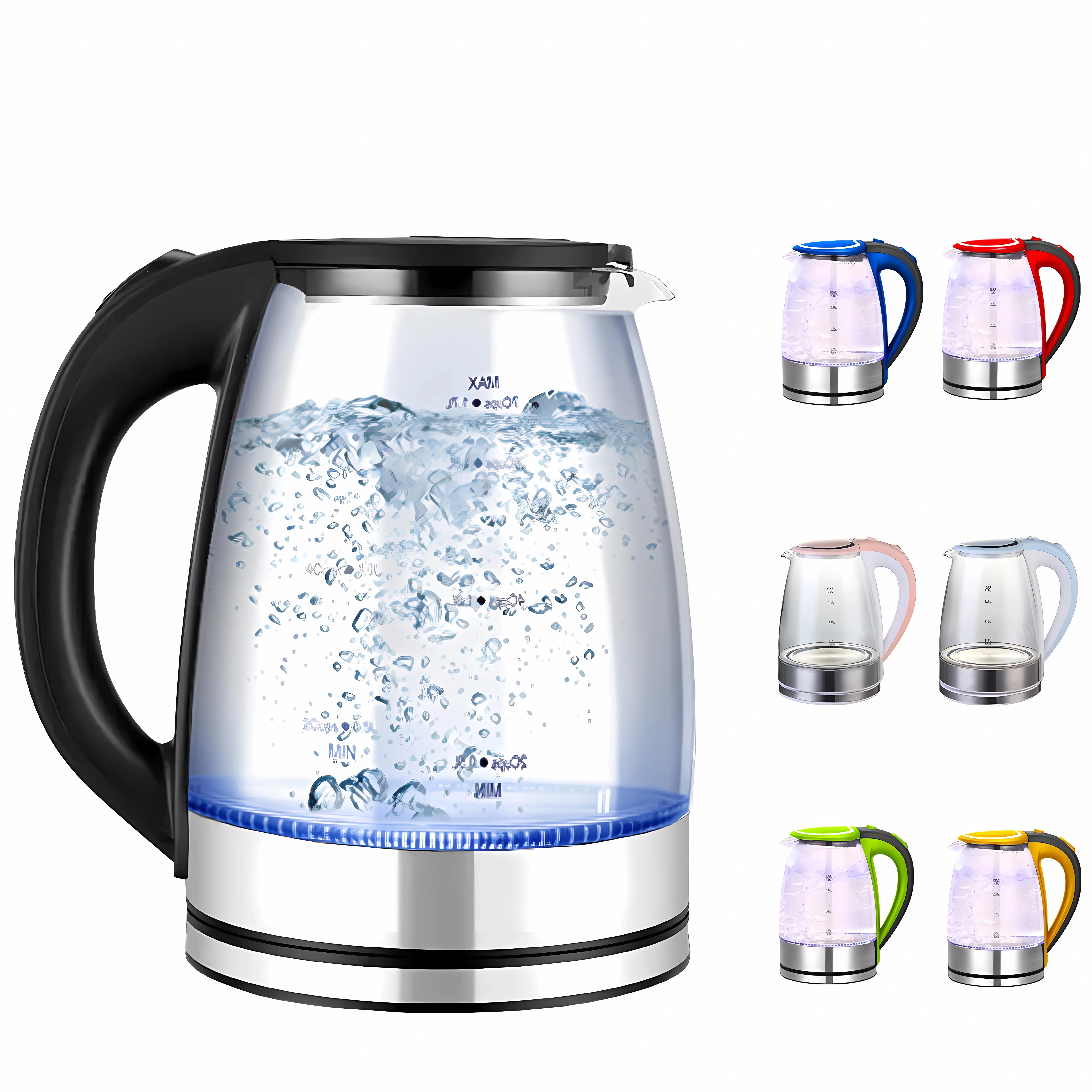 1.8L Stainless Steel Copper-Infused Electric Kettle with US Plug - Durable, Fast Boil, Auto Shut-Off, Boil-Dry Protection, 360° Swivel Base, Glass Window, Plastic Handle, ABS Components - Kitchen Appliance for Families’ Tea, Coffee, Kitchen Household Ther