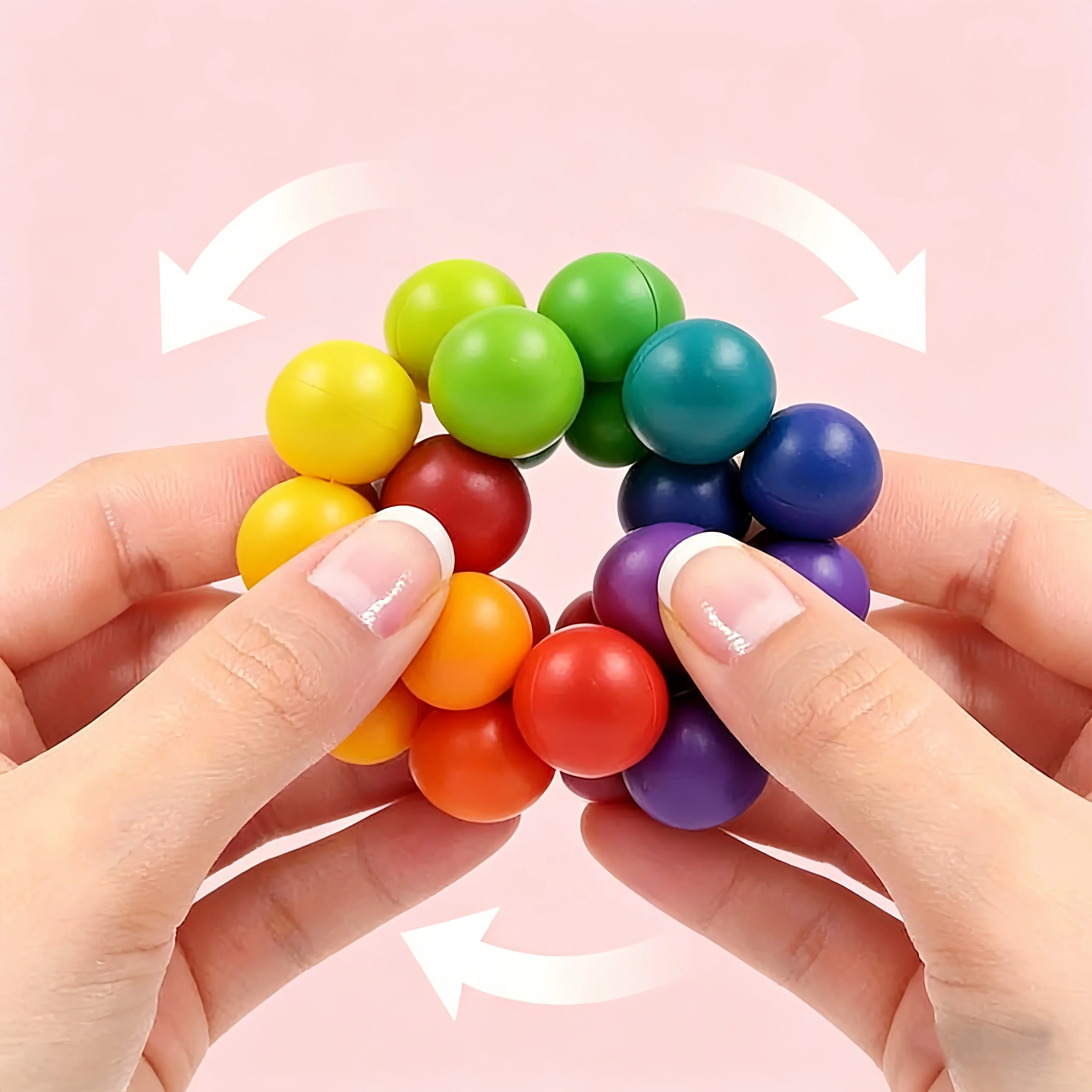 4PCS Magnetic Fidget Orbs - Satisfying Snap Stress Relief Toy for Kids & Adults, Sensory Rainbow Ball Puzzle, Desktop Decompression Toy, Perfect Calm Down Activity for Travel, School & Office