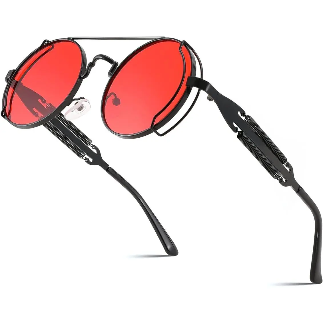 FEISEDY Retro Steampunk Round Sunglasses - Alloy Frame, Classic Vintage, Street Style, Trendy Fashion Shades, Alternative Style Men's Sunglasses for Fishing, Driving, Hippie B2351, Classic Vintage Sunglasses, Street Style Sunglasses