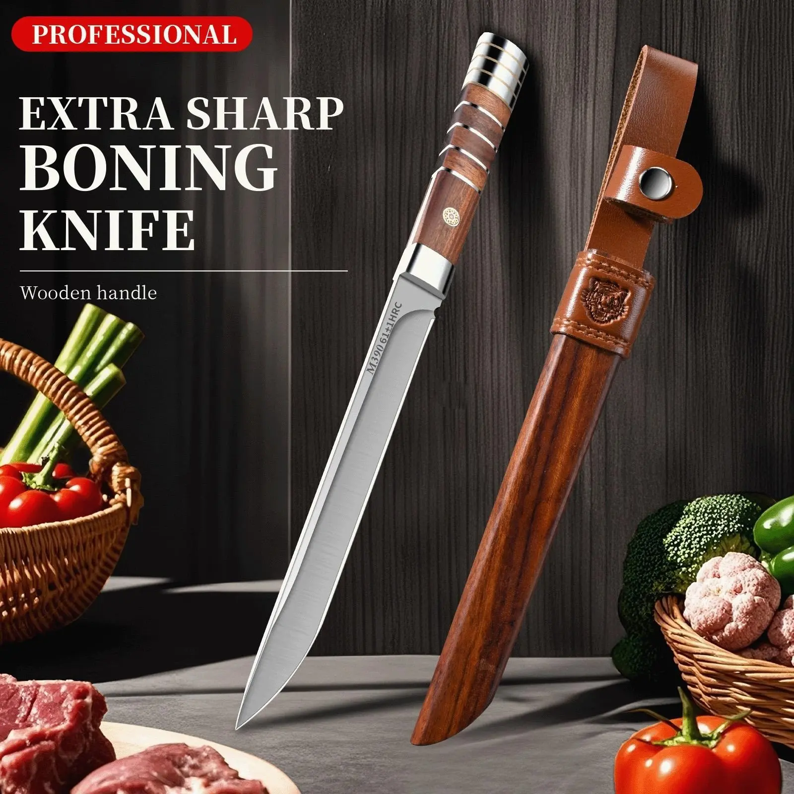New Premium Sashimi Chef Cutting Knife Set Kitchenware Portable Kitchen Straight Knife 3 Piece Set-High Carbon Steel Sharp Samurai Blade for Meats, Seafood&Home Kitchen Cooking
