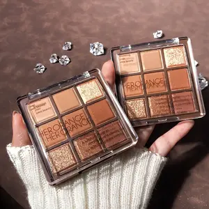 HERORANGE Chocolate 9-Color Eyeshadow Palette – Matte & Shimmer, Highly Pigmented, Easy Blend, All-Day Wear, Neutral Everyday Tones cosmetics summer soft master makeup palette