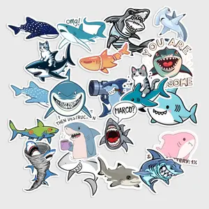 Sticker Pack 20 pcs Cartoon Shark Vinyl Stickers Set, Cute Ocean Waterproof Decals