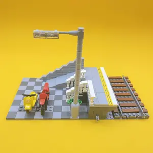 Urban Rail Scene Stem Building Blocks, 305pcs/set Train Station Parking Lot Assembling Toy, Railway Scene Model, Birthday Gift for Kids