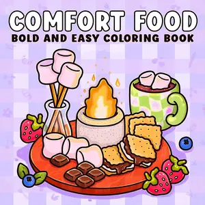 Coloring Book 1pc Comfort Food Bold and Easy Coloring Book, Kawaii Sweet Snack Style Stress Relief Coloring Book for Adults  Gifts suitable for friends