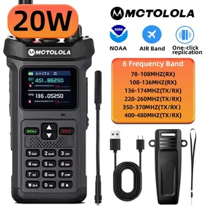 20W high-power long-range durable handheld walkie-talkie, VHF UHF multi-band, AI noise reduction, strong light flashlight, suitable for industrial construction, fleet transportation