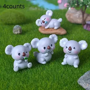 Cute Koala Miniature Landscape Ornament, Adorable Resin Decorative Accessory, Small Cartoon Animal Figurine, Home Decoration, Home Decor Ornaments, Decorative Figurines