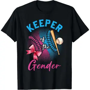 Keeper Of The Gender Baseball or Bows Gender Reveal Party T-Shirt