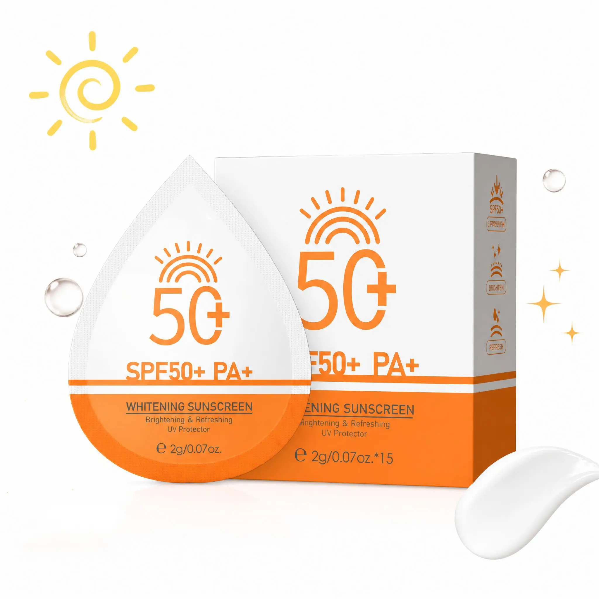 Mini Facial Sunscreen (15-20 Pcs) - SPF 50+ Waterproof UV Defense Daily Sunscreen, Hydrating, Lightweight Non-Greasy, Nourishing Travel-Size Sun Care for All Skin Types, Face & Body, Women’s Summer Party Favors