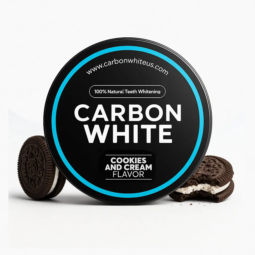 Carbon White Charcoal Teeth Whitener Powder Cookies and Cream 30g Activated Coconut Charcoal Oral Whitening