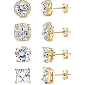 MILACOLATO  Cubic Zirconia Stud Earrings HypoallergenicPost Earrings | Big Brilliant Simulated Halo Stud Earrings for Women Men Springtok